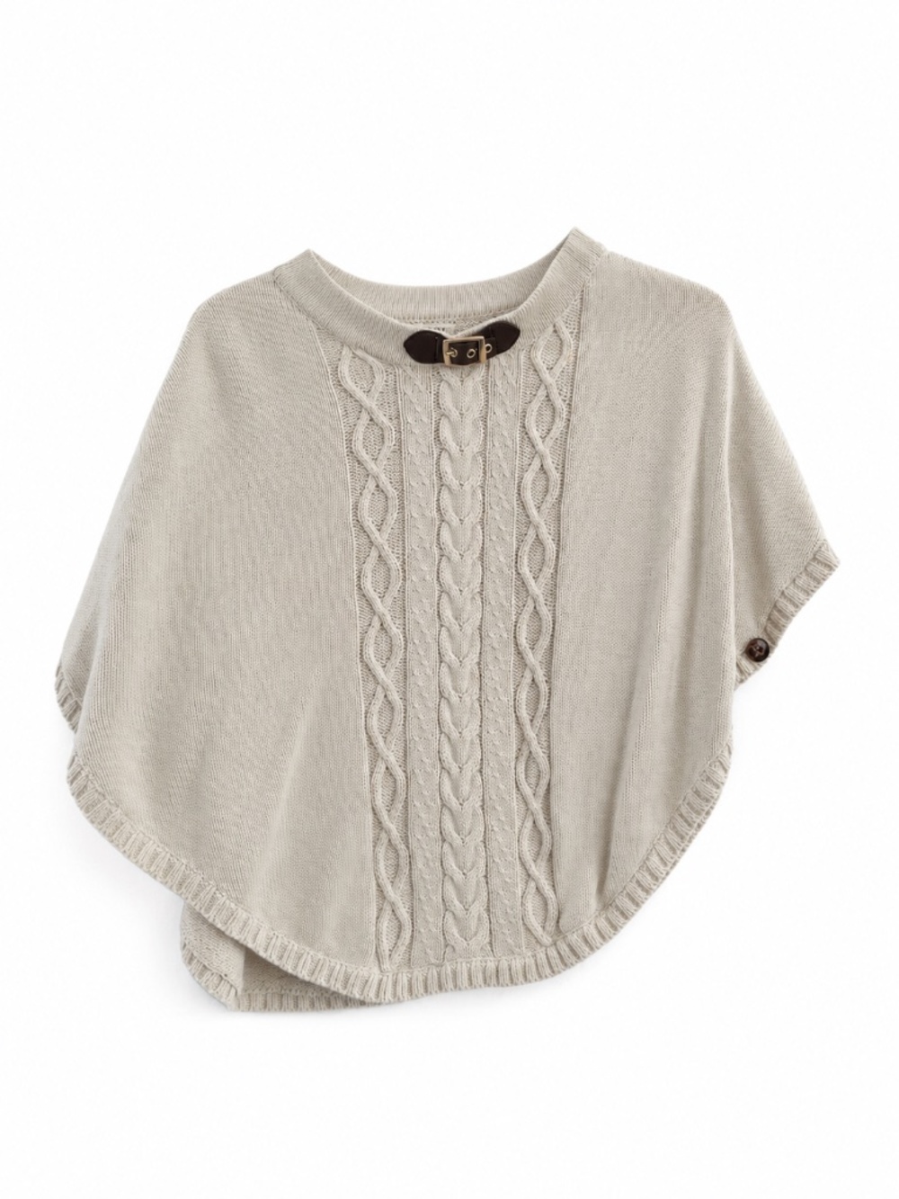 Hope & Henry Cream Cable Knit Poncho Sweater